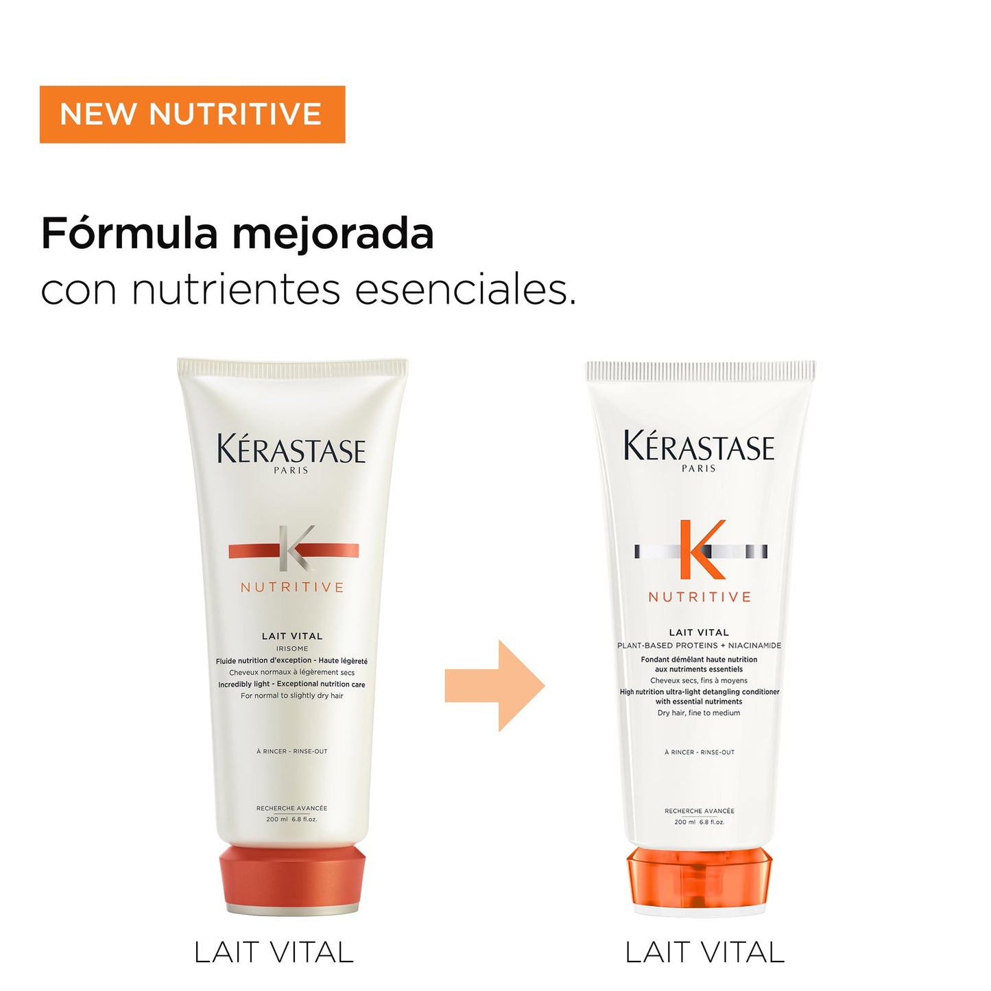 Kerastase Nutritive Lait Vital Hydrating Conditioner For Fine to Medium Dry Hair - Illuminates Shiny Hair and Easily Detangles, With Plant-Based Proteins & Niacinamide, 2.5 Fl Oz, Travel Size