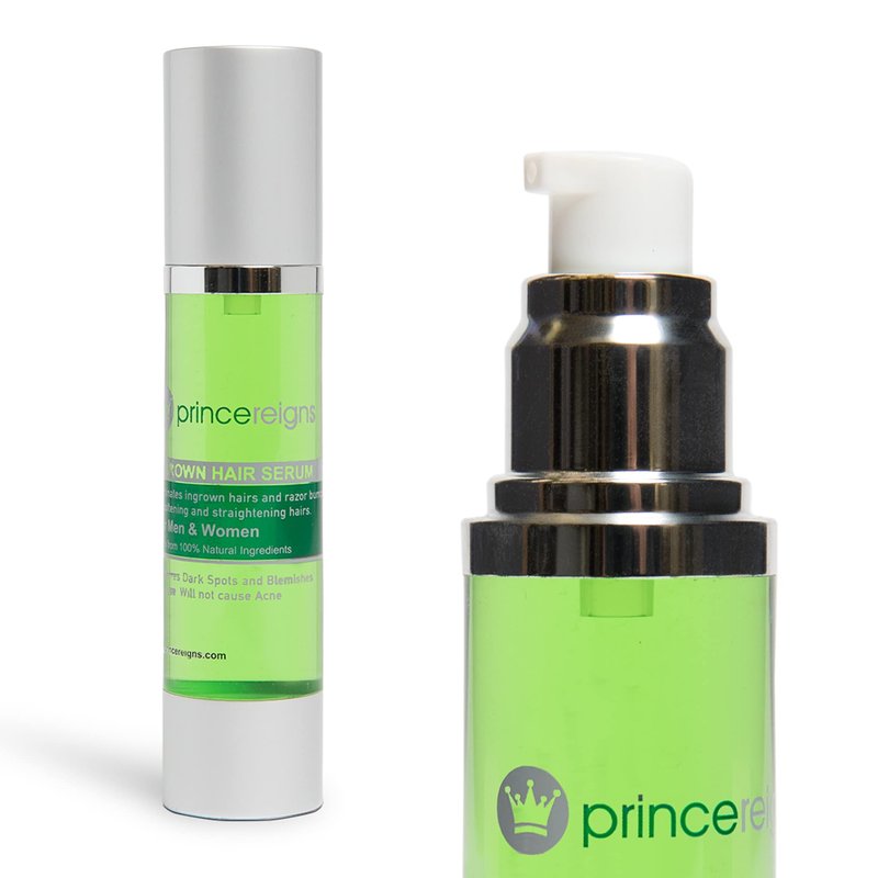 Princereigns Ingrown Hair Serum - Organic Razor Bump & Redness Solution for Men & Women, Ideal for Face, Bikini, Legs, Underarm, Prevents Future Ingrown Hairs, No Alcohol or Oils - 2 Fl. Oz
