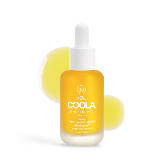 COOLA Firming Face Oil, SPF 30, Organic Lightweight Hydrating Sunscreen Oil with Bakuchiol, Vitamins C, D, E, Sea Buckthorn & Moringa Oils, Firms & Smooths Skin, 1.1 Oz