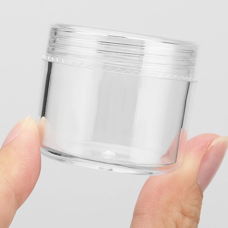 MUKLEI 150 Pieces Clear Plastic Sample Containers, 20g Empty Sample Round Cosmetic Jars, Travel Size Cream Cosmetic Container With Lid for Lotions, Creams, Make up