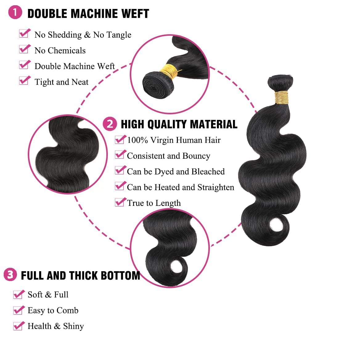Human Hair Bundles Brazilian Body Wave One Bundle 18inch 12A 100% Unprocessed Virgin Body Wave Quick Weaves Raw Human Hair Bundles Deals Natural Black