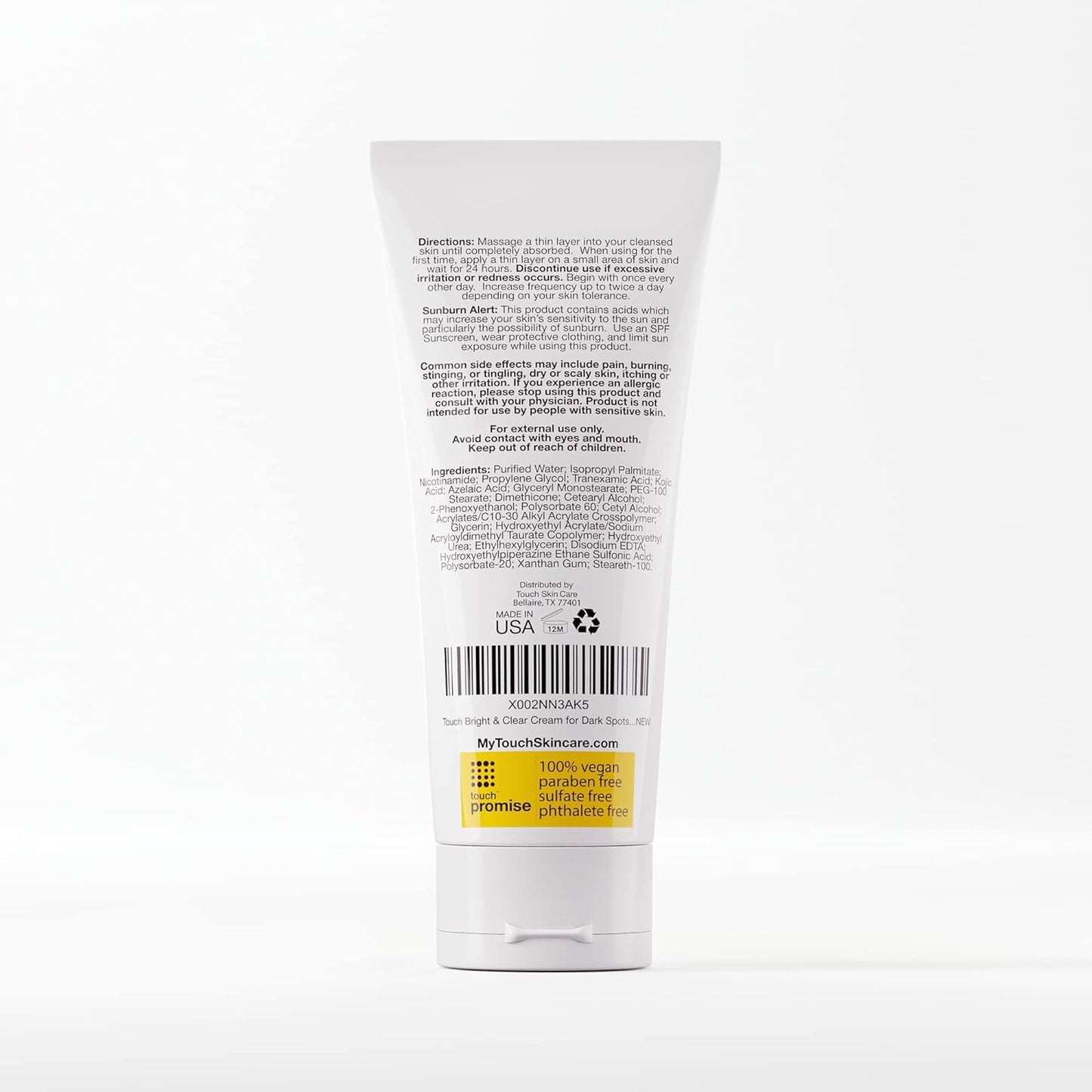 TOUCH Radiance Cream with Niacinamide, Kojic Acid, Tranexamic Acid & Azelaic Acid – Brightening Face Cream for Uneven Skin Tone – 2 oz
