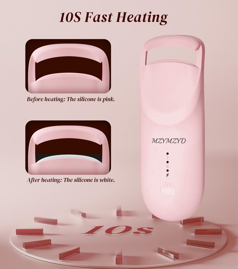 MZYMZYD Heated Eyelash Curler, Eyelash Curlers with 10S Quick Heat-Up, 2 Temp Settings, 3S Styling & 24H Long-Lasting Natural Curl, Type-C Recharge, Mini Electric Eyelash Curler for Travel - Pink