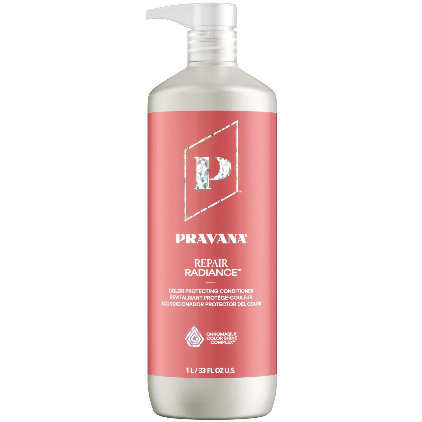 Pravana Repair Radiance Conditioner | Restores, Moisturizes, Nourishes | For Damaged, Color Treated Hair | Reduces Breakage & Split Ends | Chromasilk Enhances Shine & Protection | Vegan | 33 Fl Oz