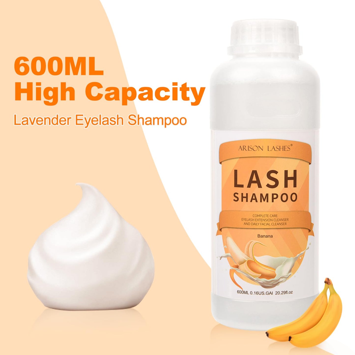 ARISON LASHES Lash Shampoo Large Bottle Eyelash Cleanser 900ML, Professional Lash Shampoo for Lash Extensions Premium Eyelid Foaming Cleanser for Salon and Home Use（aloe）
