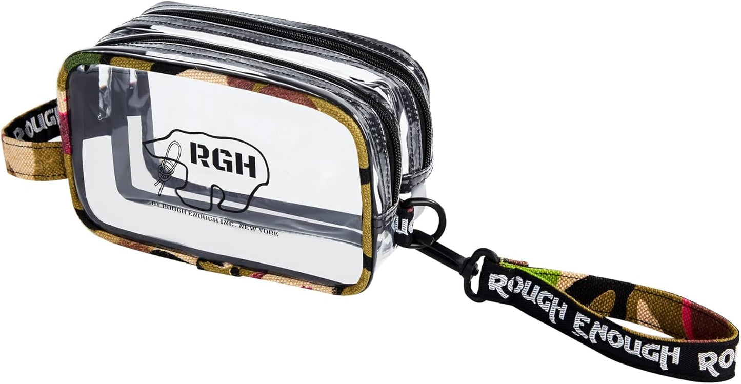 TSA Approved Clear Toiletry Bag for Travel | Durable Camo Organizer with 2 Compartments - Quart Size