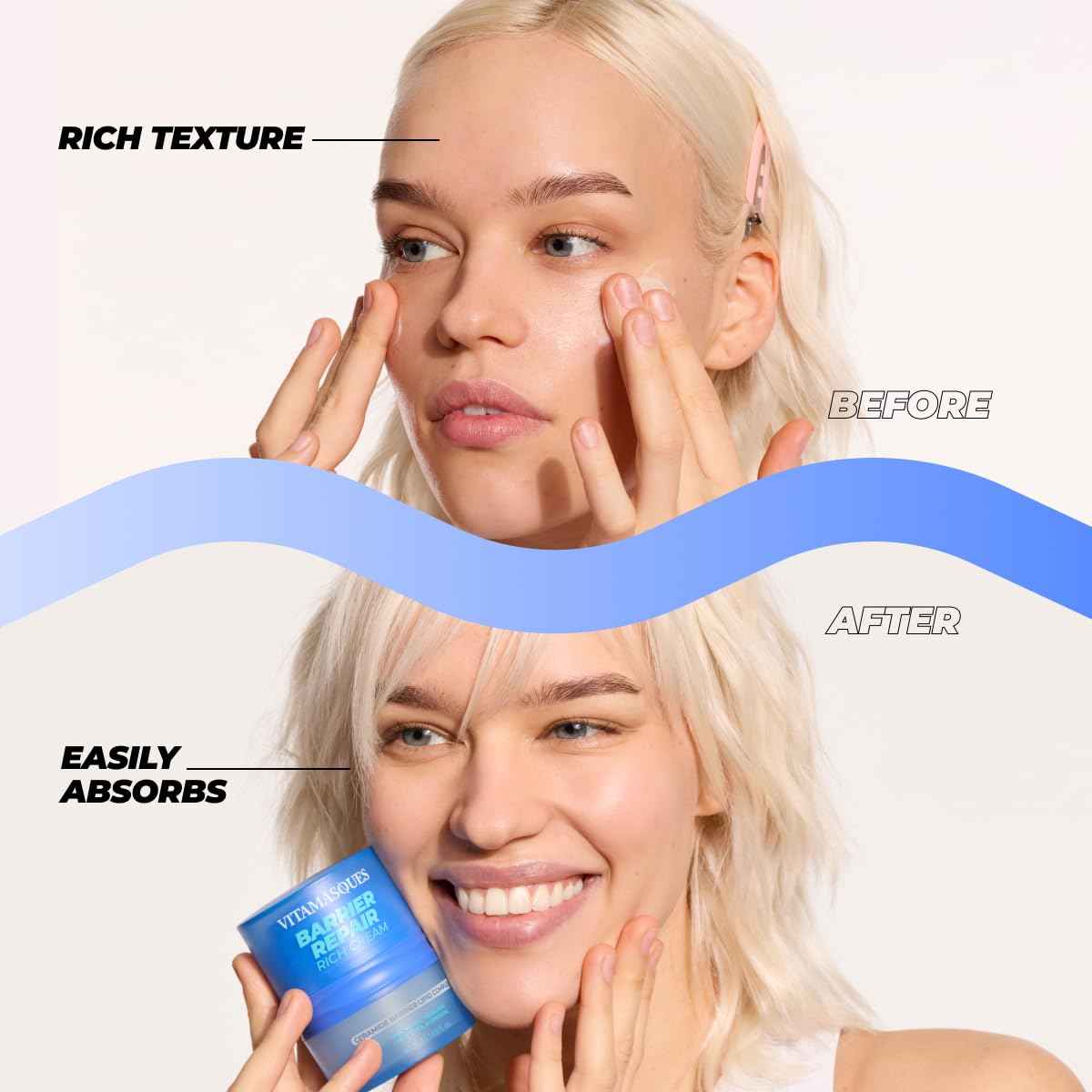 Vitamasques Barrier Cream Hydrating Moisturizer for Face – Korean Skin Barrier Repair Cream with Ceramides & Panthenol, Nourishing Korean Skincare for Smooth & Healthy Complexion, 1.69 fl oz