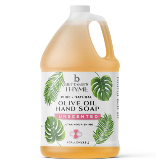 Brittanie's Pure Organic Castile Liquid Olive Oil Soap Refill, Unscented, 1 Gallon | Face, Body Wash, Dishes, Pets & Laundry | Vegan & Gluten Free Non-GMO