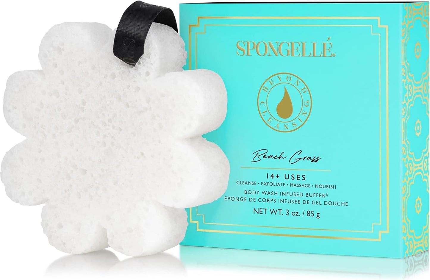 Spongellé Wild Flower Bath Sponge with Box Bundle, Mothers Day Gift | Beach Grass, French Lavender, Freesia Pear | Built-in Body Wash & Body Scrubber, Shower Loofah Sponge for Women | 14+ uses