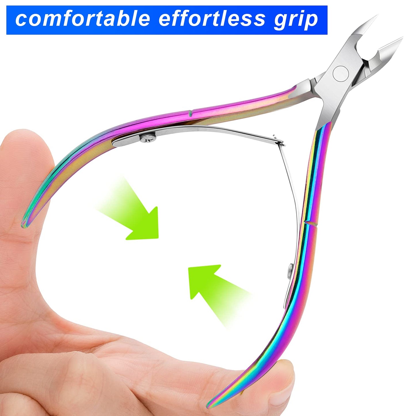 4 Pack Professional Cuticle Nippers, Rainbow Nail Trimmer & Cutter