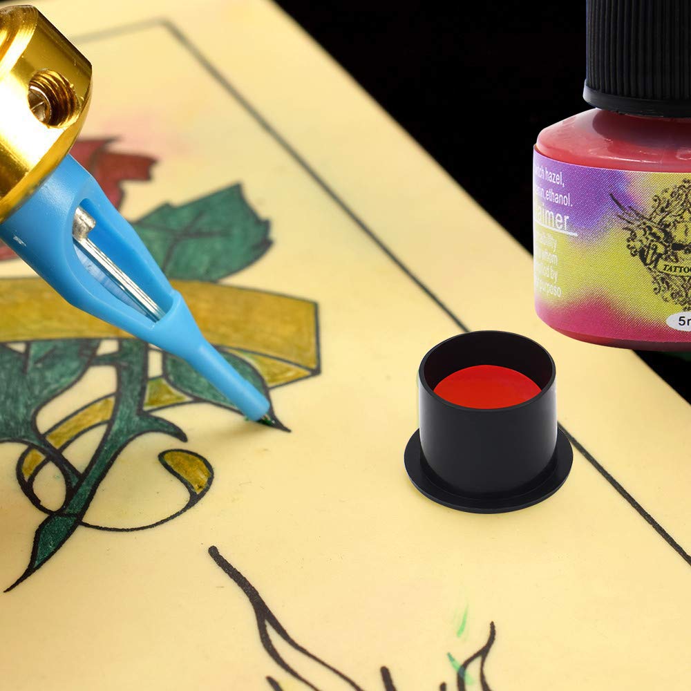 Tattoo Ink Caps Cups Large - Autdor 1000Pcs Tattoo Caps Cups with Base Disposable Pigment Cups Microblading Makeup Tattoo Ink Cups with Base Pigment Ink Caps 17mm Large for Tattoo Supplies