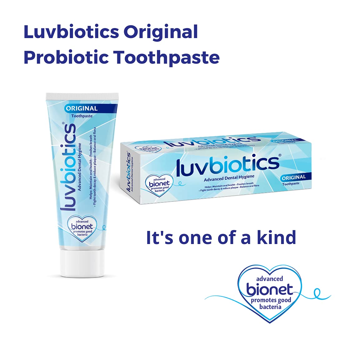 Luv Biotics Probiotic Mint Toothpaste with Xylitol & Aloe Vera – Fresh Breath, Cavity Protection, Microbiome Support & Healthy Gums – No Sulphates or Parabens - 3 x 75ml