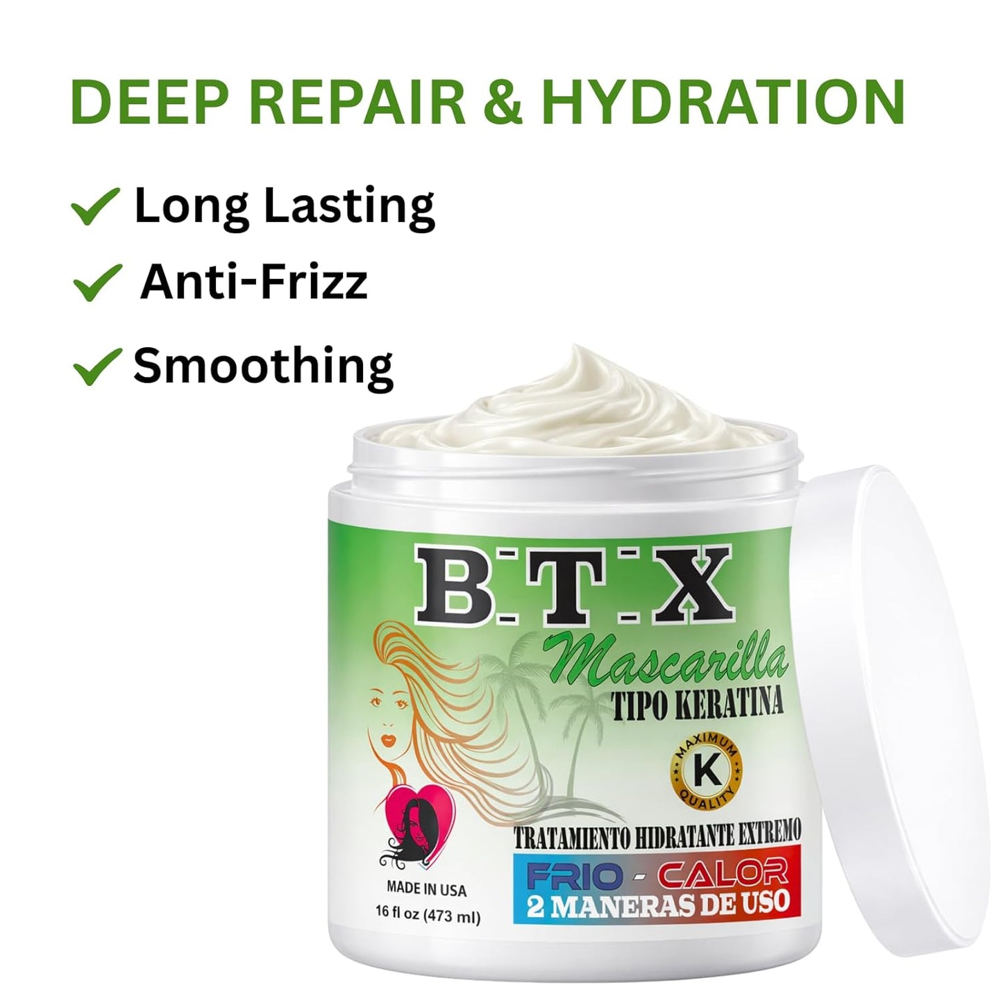 Kachita Spell BTX Hair Treatment - Deep Conditioning Keratin Mask for Dry, Frizzy Hair | 16 fl oz, Formaldehyde-Free