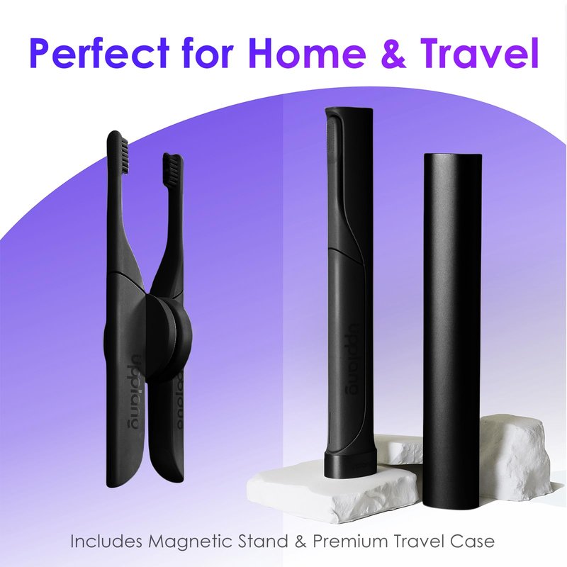 Electric Toothbrush, Portable Travel Sonic Toothbrush with Protective Case USB-C Rechargeable, Neutral Comfort Bristles, Waterproof, Smart Timer, Compact for Daily Use (Black)