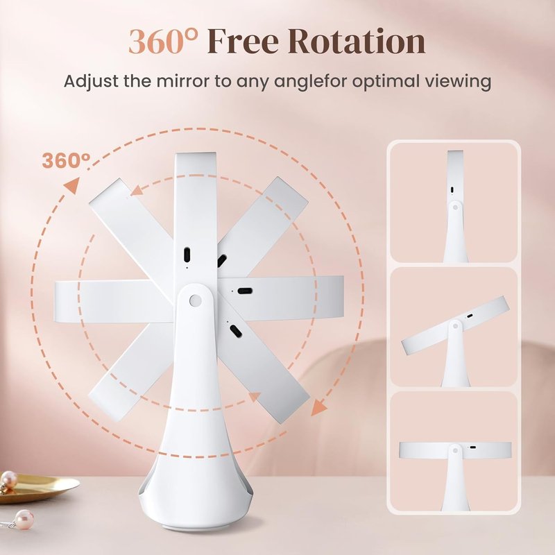 Vanity Magnifying Mirror - 10x Lighted Makeup Mirror with 3 Adjustable Brightness Settings | Rechargeable, Double-Sided, 360° Rotation