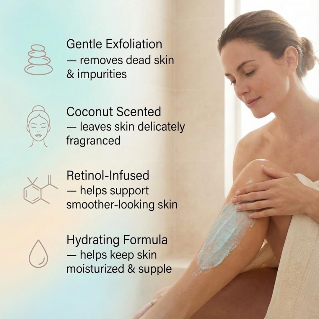 My Beauty Spot Scented Body Scrub for Women - Coconut Scented Body Scrub, Natural Exfoliating Body Scrub, Skin Exfoliator Infused with Retinol, Romoves Dead Skin From Body - Large 500 ml.