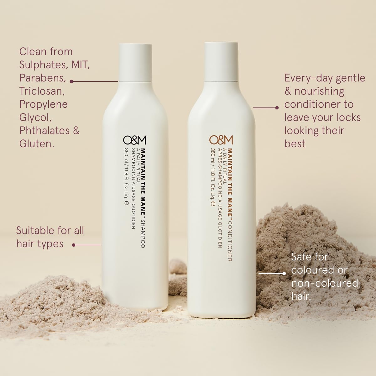O&M Maintain the Mane Hair Conditioner, Daily Hydrating Conditioner, All Hair Types, Organic Shea Butter, Vitamin E, Vitamin A, Amino Acids, Sulfate Free, Vegan, Cruelty Free, Made in Australia, 350ml