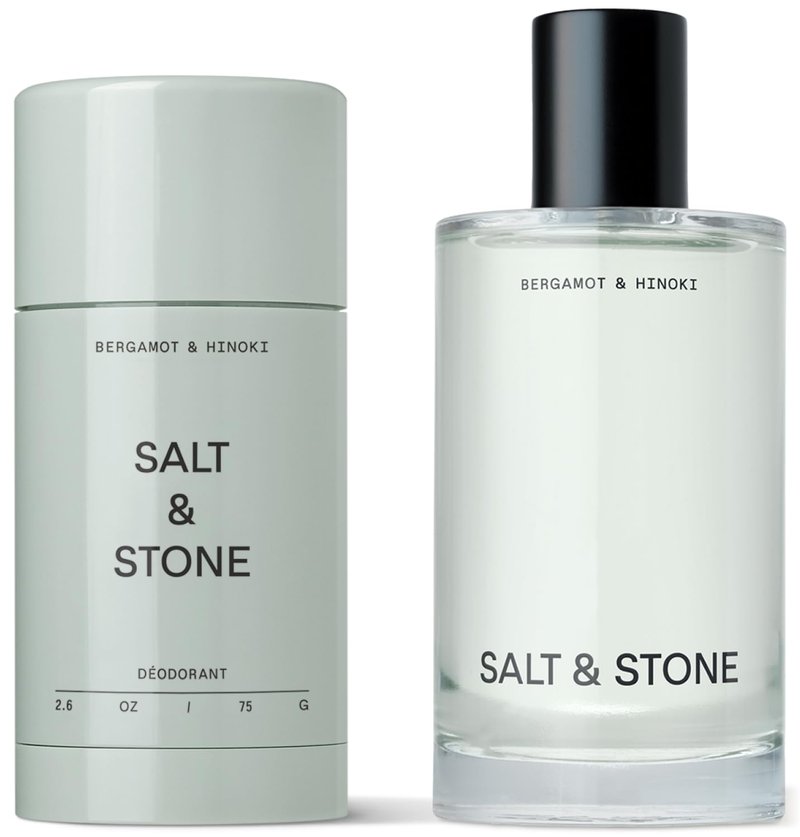 Salt & Stone Signature Scent Duo Set | 48 Hour Aluminum-Free Deodorant & Hydrating Body Mist | Skincare-Infused Deodorant & Body Spray | Saffron & Cedar