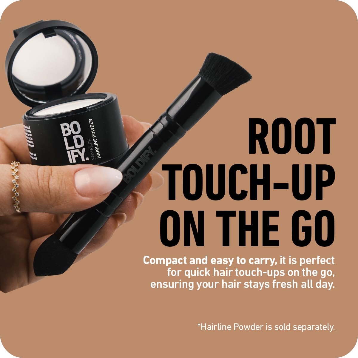 BOLDIFY Dual-Ended Hairline Powder Brush - Precision Makeup Brush Set with Sponge Tip for Seamless Blending - Ideal as a Concealer Brush, Hair Contour Brush, and Root Touch Up