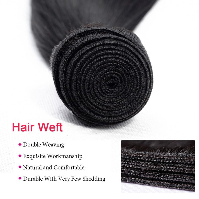 Brazilian Straight Human Hair Bundles 20 Inch 1 Bundle Human Hair Weave 12A 100% Unprocessed Virgin Hair Extensions Single Bundle Natural Black Color