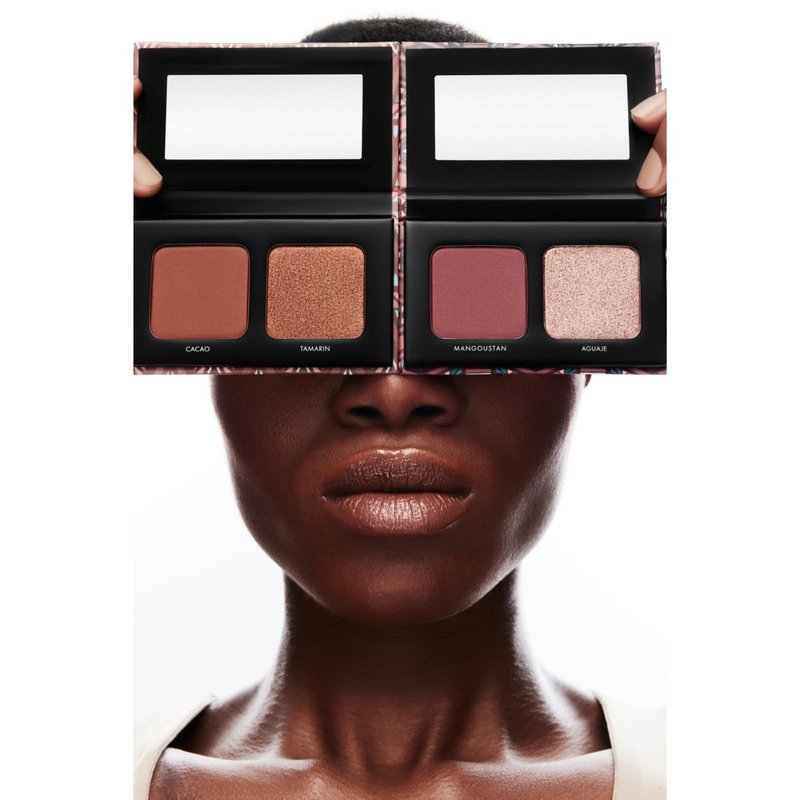Black Up Blush & Highlighter Duo Palette Full Coverage Color Face Cheeks Makeup Palette All Day Wear Blendable Multi Use Eyes to Blush Velvety Finish, Contour to Highlight Natural Radiant Look (02)