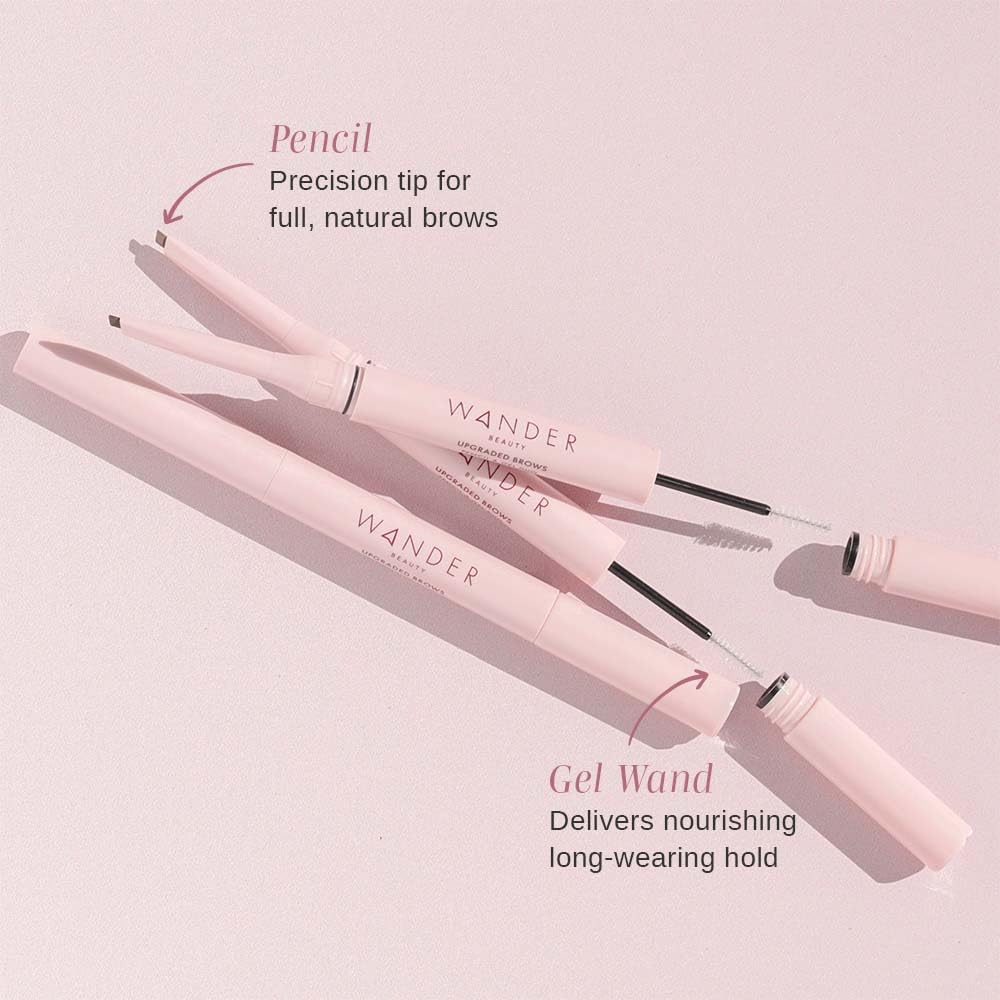 Wander Beauty Women's Upgraded Brows Pencil & Treatment Gel Duo, Dark Brown, 1 Count (Pack of 1)