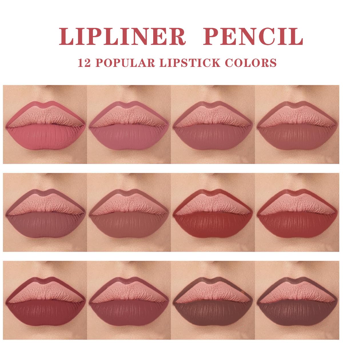Katiluxiya 12PCS Lip Liner Pencils Set Pack for Shaping & Sculpting Lips, Modifieddark Lip Color Lipsticks,Long-Lasting Waterproof Lipsticks. (03, Color)