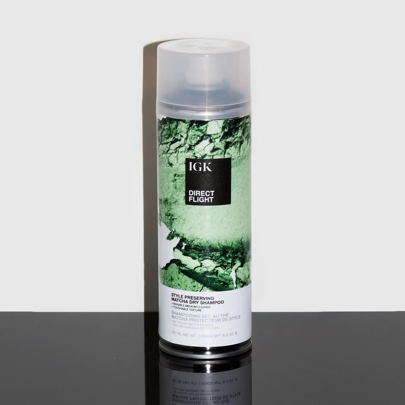 IGK DIRECT FLIGHT Multi-Tasking Matcha Dry Shampoo | Lightly Cleanses, Absorbs Oil and Refreshes Hair | No White Residue | Adds Volume and Texture | 6.3 Oz