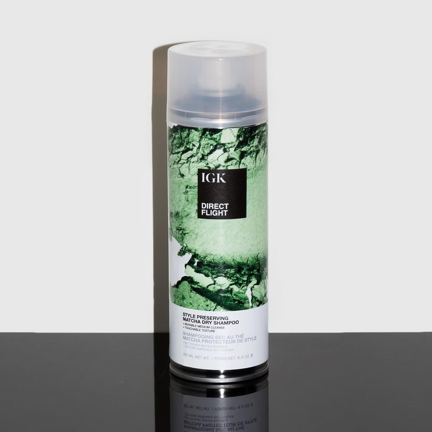 IGK DIRECT FLIGHT Multi-Tasking Matcha Dry Shampoo | Lightly Cleanses, Absorbs Oil and Refreshes Hair | No White Residue | Adds Volume and Texture | 6.3 Oz