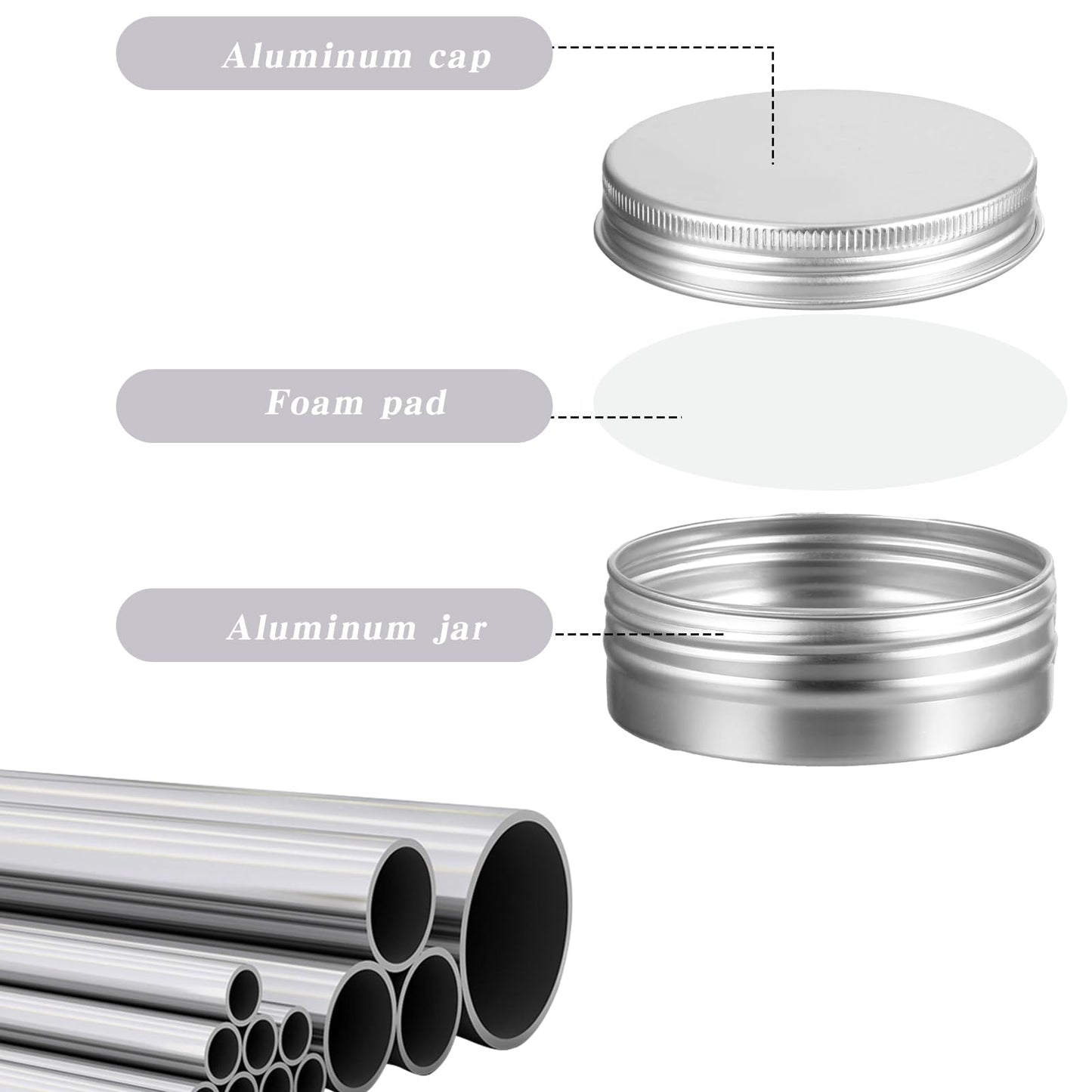 60 Pack 2 OZ Metal Round Tins, Aluminum Tin Cans Containers with Screw Lid for Lotion Bars, Balms, Salve, Spices or Beard Balm