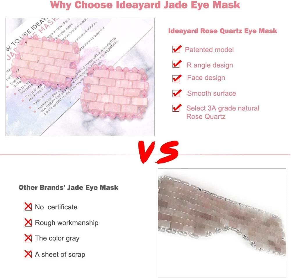 ideayard Rose Quartz Eye Mask, Mini Eye Mask Natural Quartz Mask for Eliminate Wrinkles Puffiness