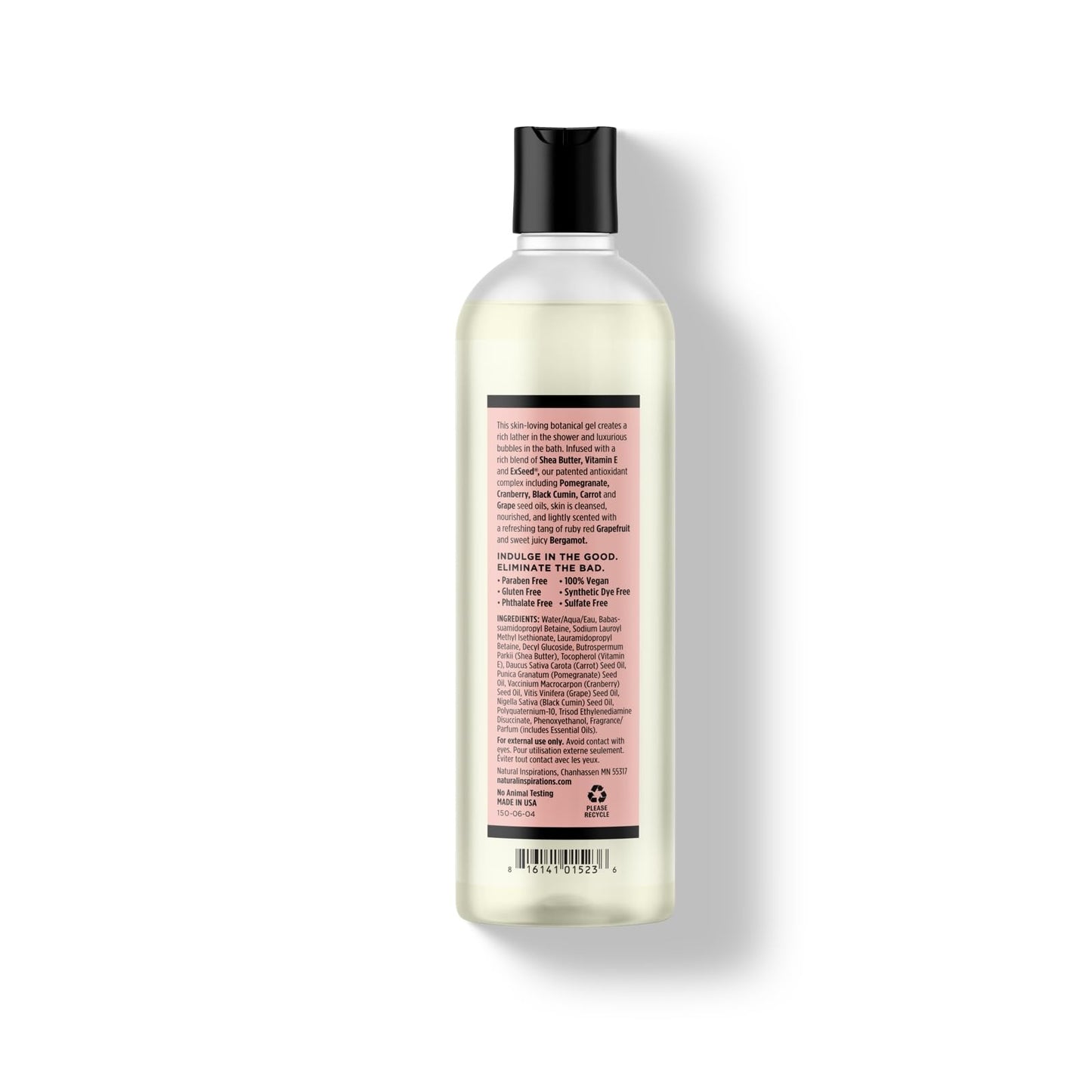 Natural Inspirations Grapefruit Bergamot Moisturizing Bath & Shower Gel 12.5oz
