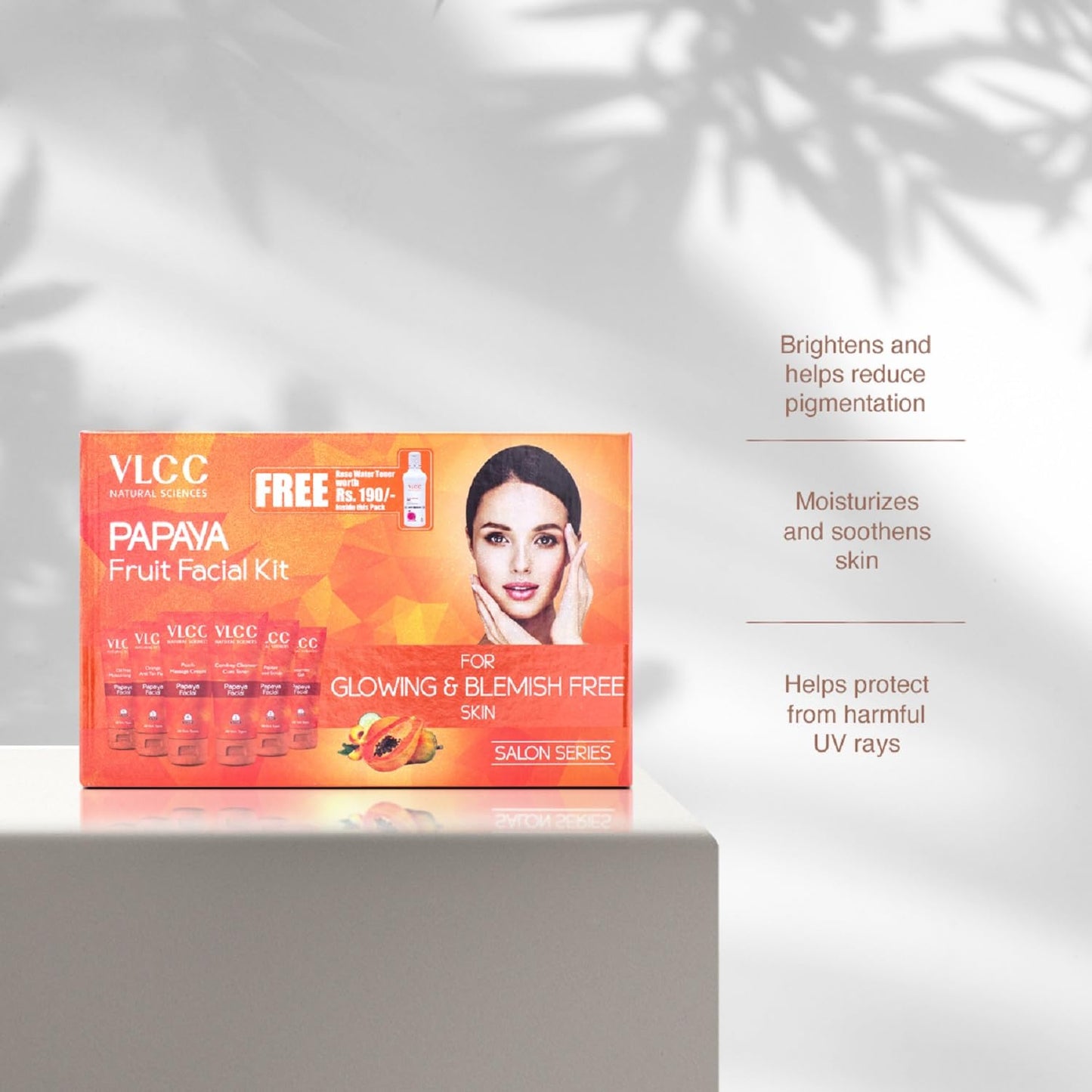 VLCC Papaya Fruit Facial Kit + FREE Rose Water Toner Worth Rs 170 | 300gm + 100ml