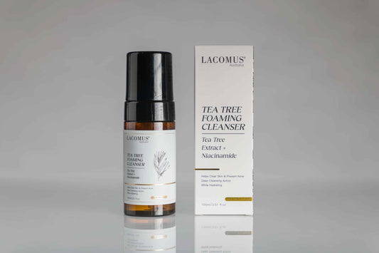 LACOMUS Australia Organic Tea Tree Foaming Cleanser with Niacinamide for Clear Skin & Acne Prevention. Deep Pore Cleansing with Cooling and Hydrating Formula for All Skin Types.