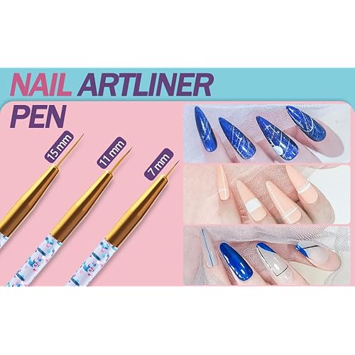 Artdone 35pcs Nail Art Pens brushes,Nail Art Tool Set,Nail Dotting Tools,Nail Dust Brush,Striping Nail Art Brushes for Long Lines,Nail Drawing Pen For Nail Design