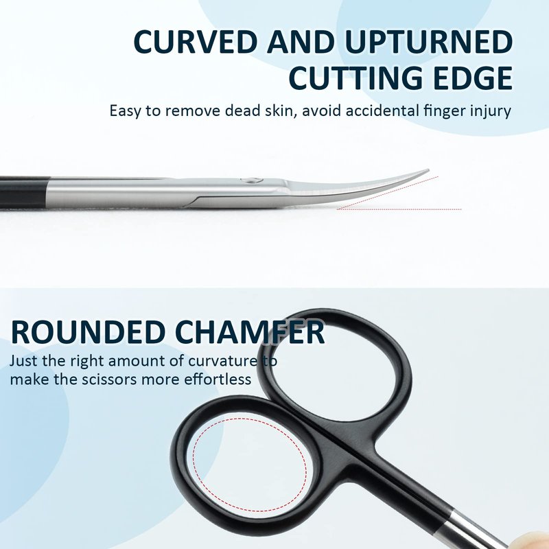 Qunzhao Cuticle Scissors for Women and Men Curved Stainless Steel with Tip Grooming Blades Manicure Nail for Dry Skin Nail Scissors (3)
