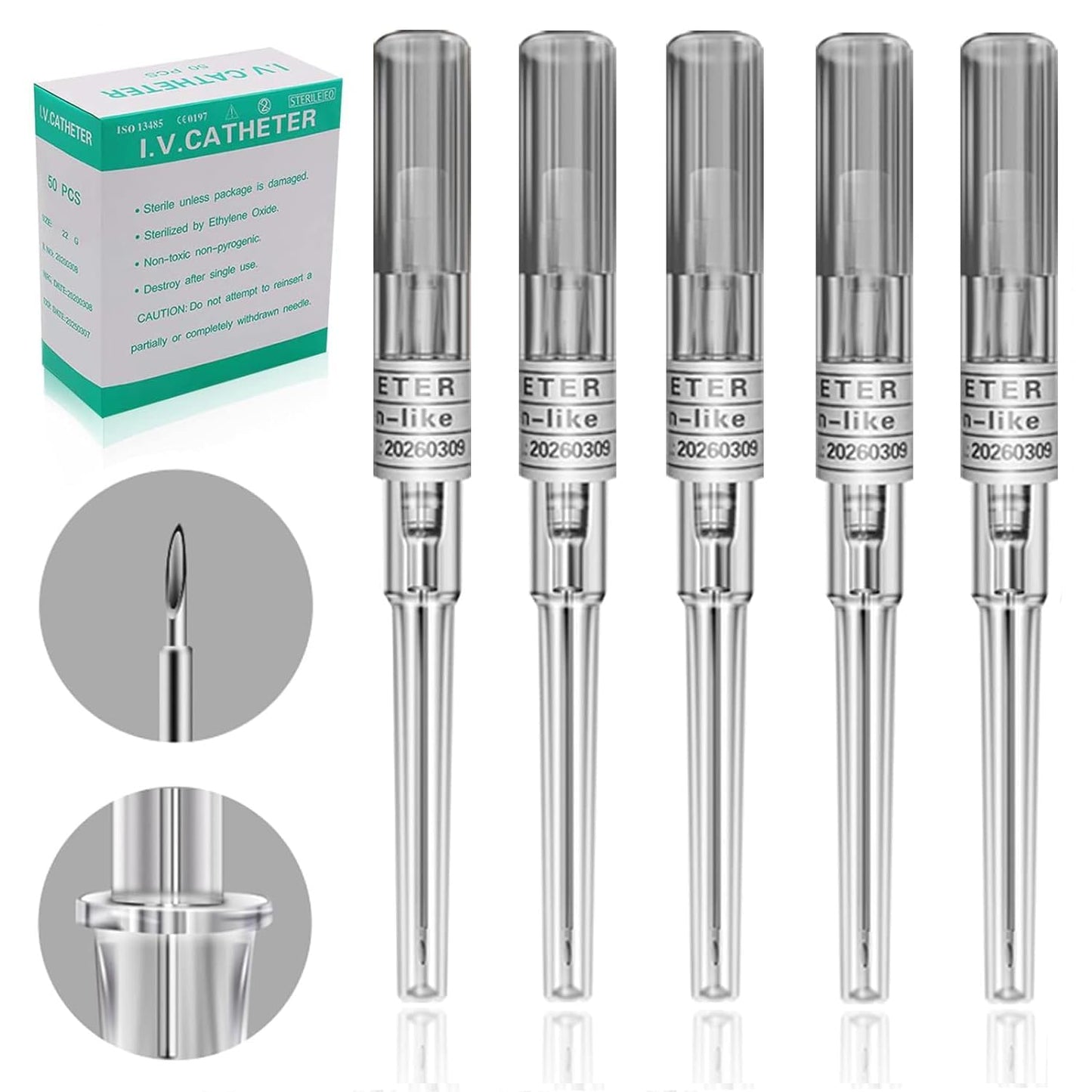 16G Catheter Piercing Kit - 50Pcs Hollow IV Catheter for Ear, Nose, Lip, Tongue & Belly Piercings