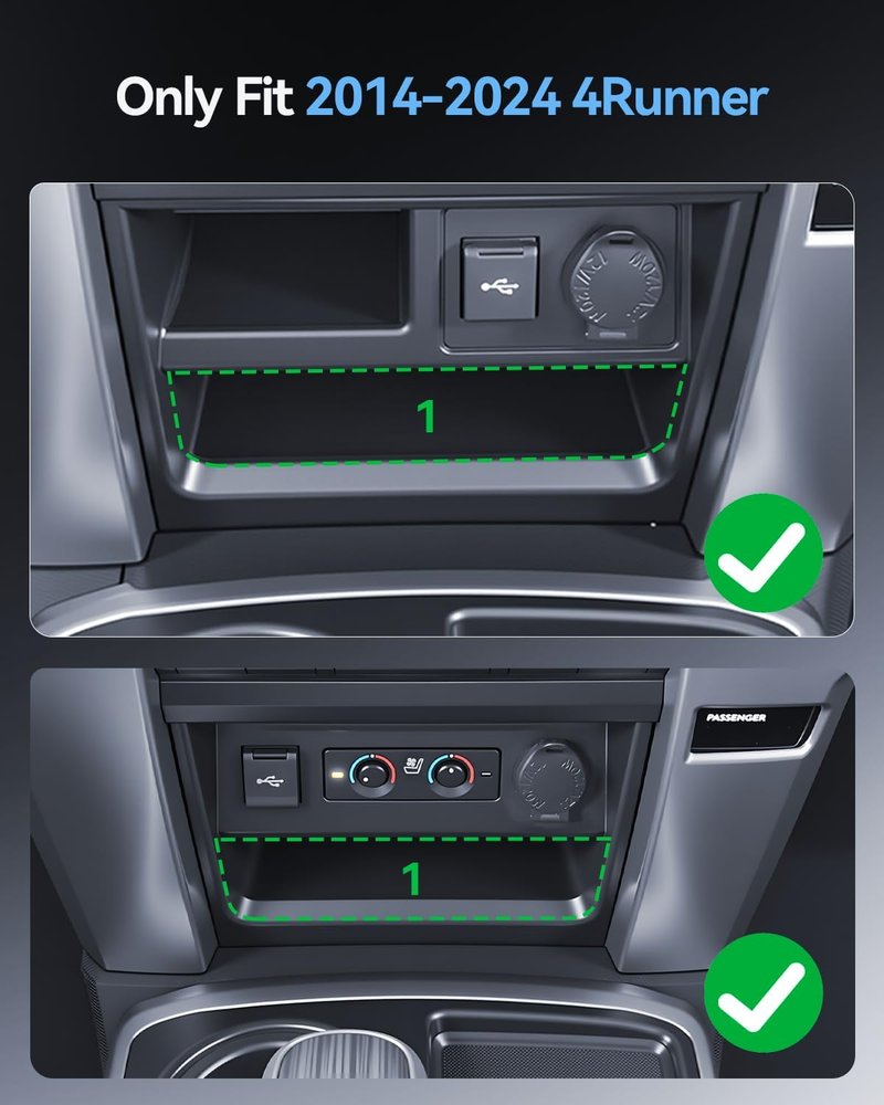 Toyota 4Runner Console Storage Drawer | Magnetic Design for Smooth Sliding - 5th Gen Cubby Box with Silent Flocking Felt & Durable ABS Material