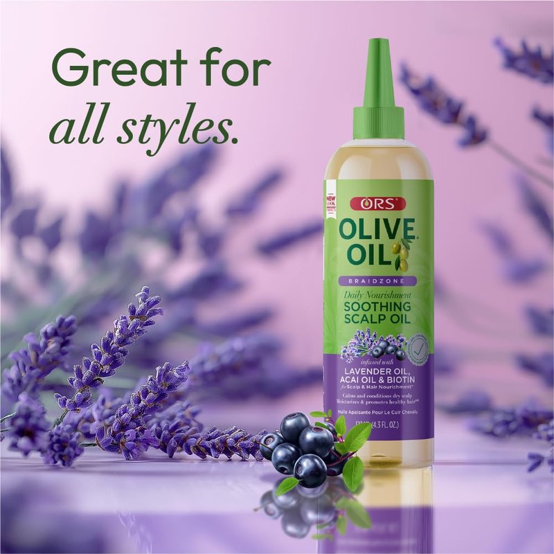 ORS Olive Oil Braidzone Scalp Oil - Nourishing Lavender & Acai Blend | 4.3 oz (Pack of 4)