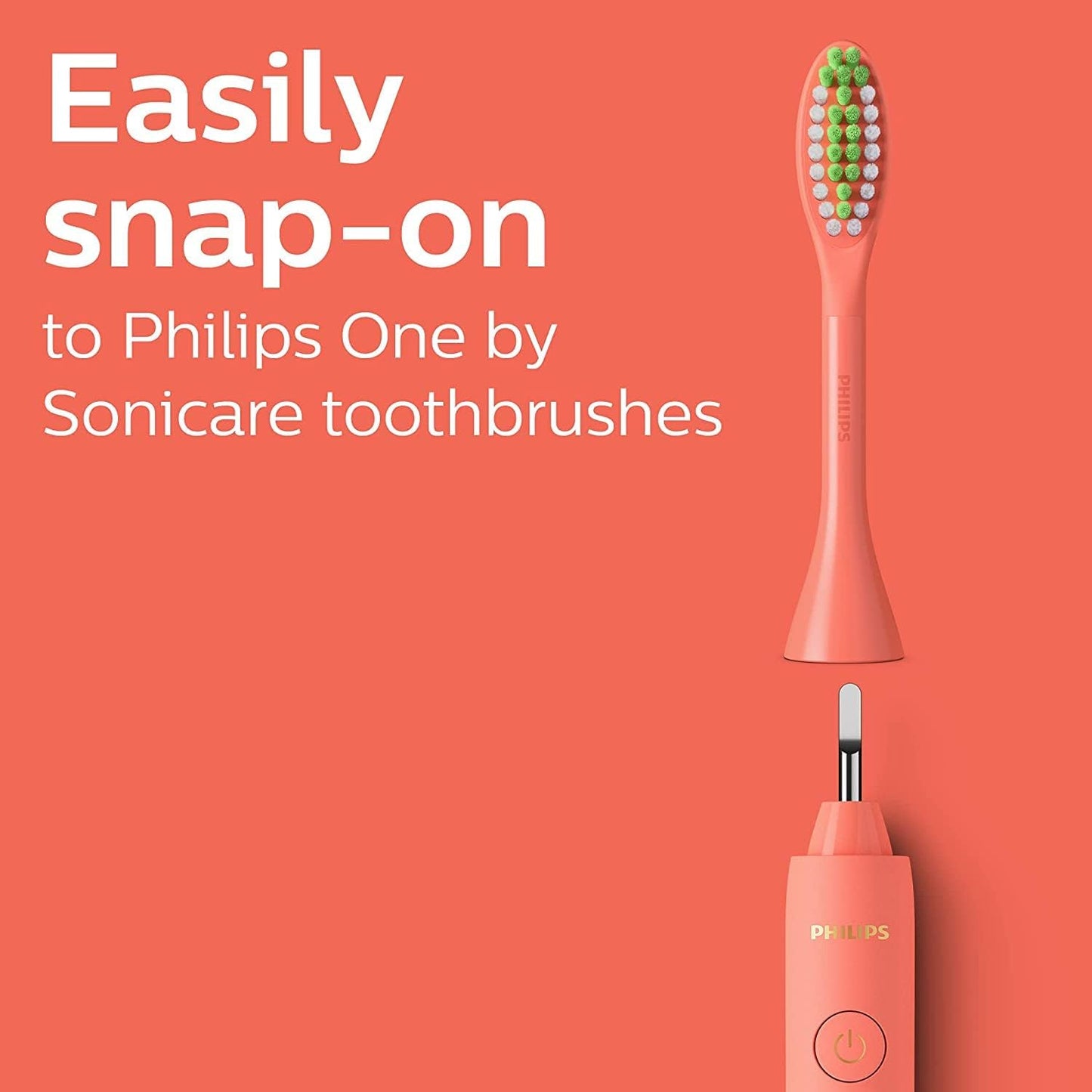Philips One by Sonicare | Miami Coral Electric Toothbrush with 2 Brush Heads - Compact Design