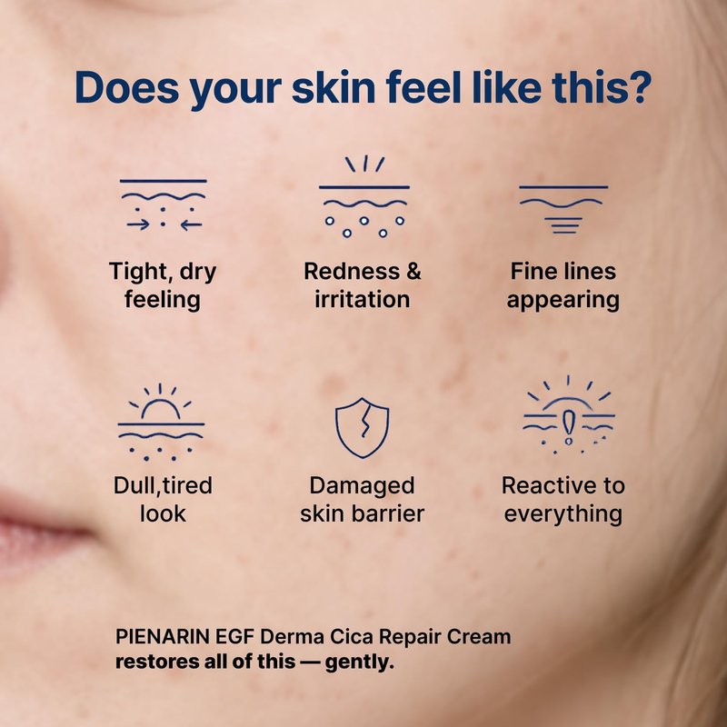 PIENARIN Korean EGF Derma Cica Repair Cream – Anti-Aging Facial Moisturizer for Damaged Barrier, Sensitive & Redness-Prone Skin | Daily Hydrating Face Lotion for Dry, Irritated Skin (1.69 fl. oz.)