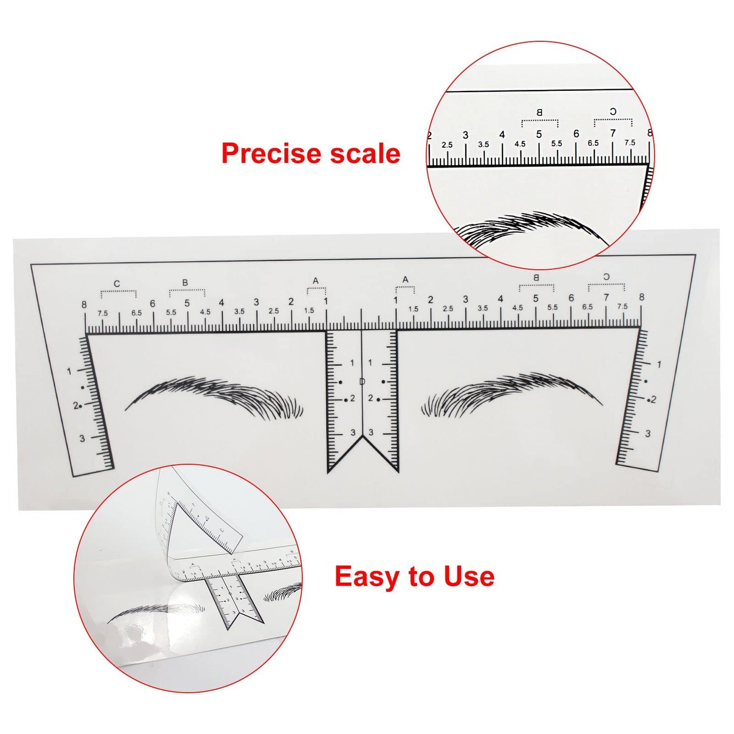 Guapa 50pcs/Pack Eyebrow Ruler with Brow Shape Disposable Microblading Ruler Sticker Adhesive Brows Positioning Measure Tool