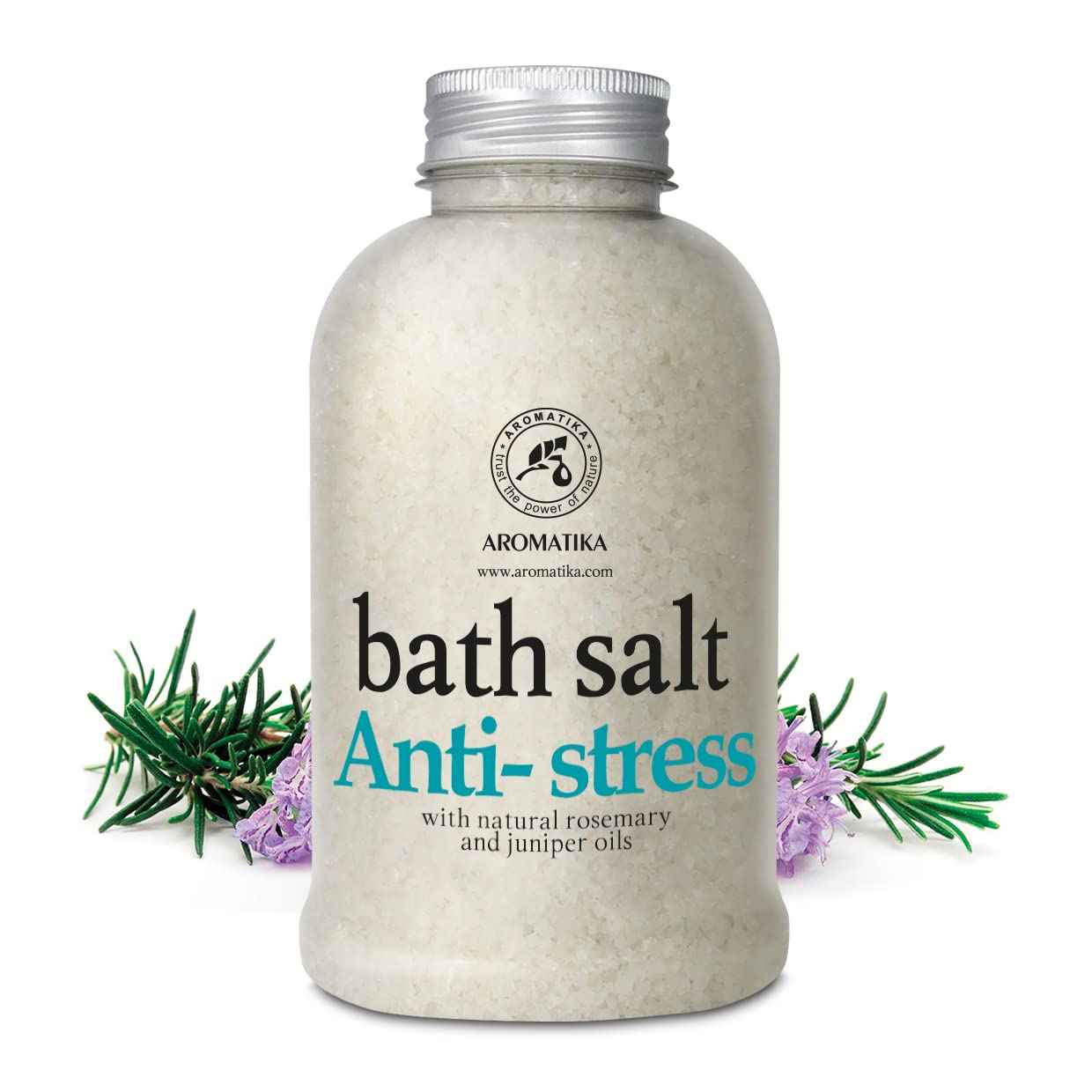 De-Stress Bath Salt 21.16 Oz w/Natural Rosemary & Juniper Oils - Natural Bath Sea Salts 600g - Best for Good Sleep - Relaxing - Calming - Body Care - Beauty - Aromatherapy
