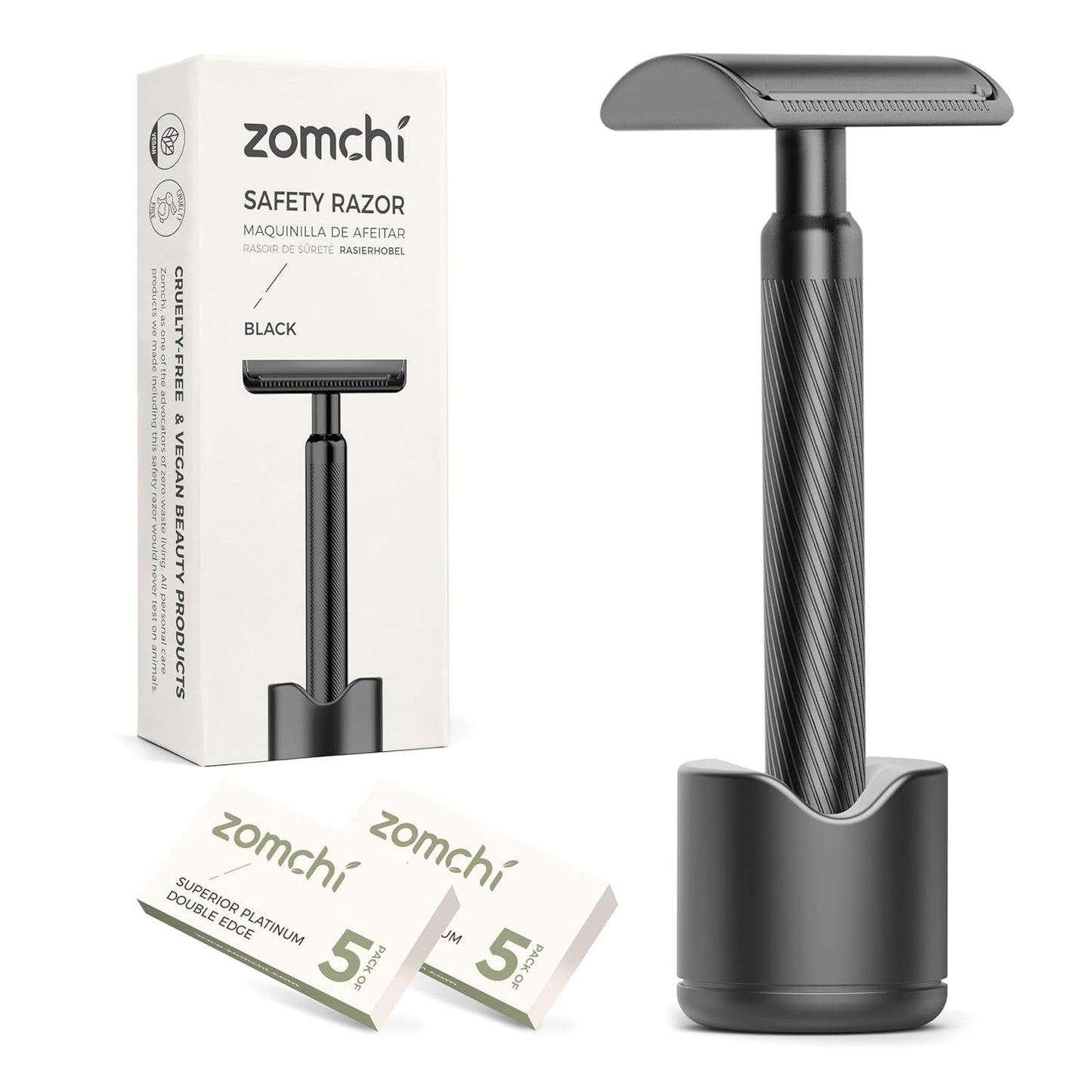 Double Edge Safety Razor with Stand, Version 2.0 Includes 10 Blades