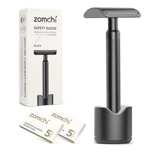 Double Edge Safety Razor with Stand, Version 2.0 Includes 10 Blades