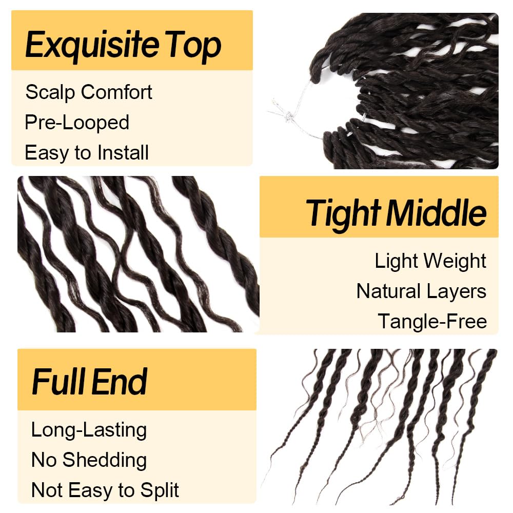 CISINPO Boho Twist Crochet Hair 24 Inch, 8 Packs Wavy Senegalese Twist Crochet Hair with Curly Ends, Black Pre-Looped Pre-Twisted Island Style Goddess Passion Braids (120 Strands, 1B)