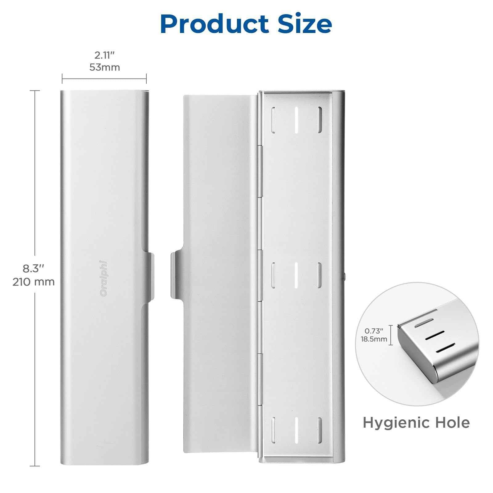 Oralphi 2 Pack Wider Aluminum Toothbrush Travel Case, Portable Travel Toothbrush Holder, Durable Manual Toothbrush Box Container for Traveling, Bathroom, Camping, Business Trip