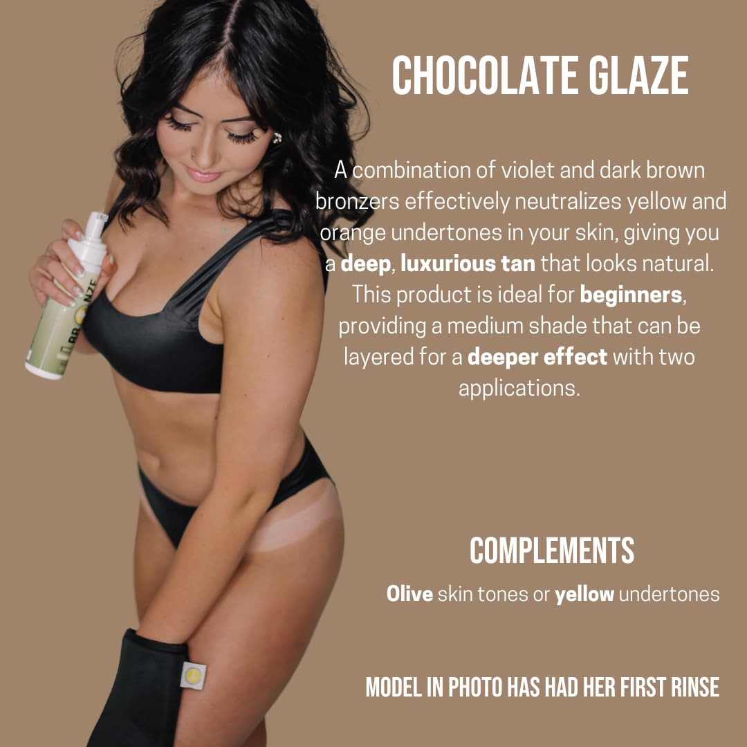 Bronze Cactus Chocolate Glaze Self-Tanning Mousse – Rich Medium Bronzed Foam | Streak-Free, Non-Sticky, Unscented | Instant Dark Chocolate Glow for Face & Body, With Natural Colour-Fix Technology