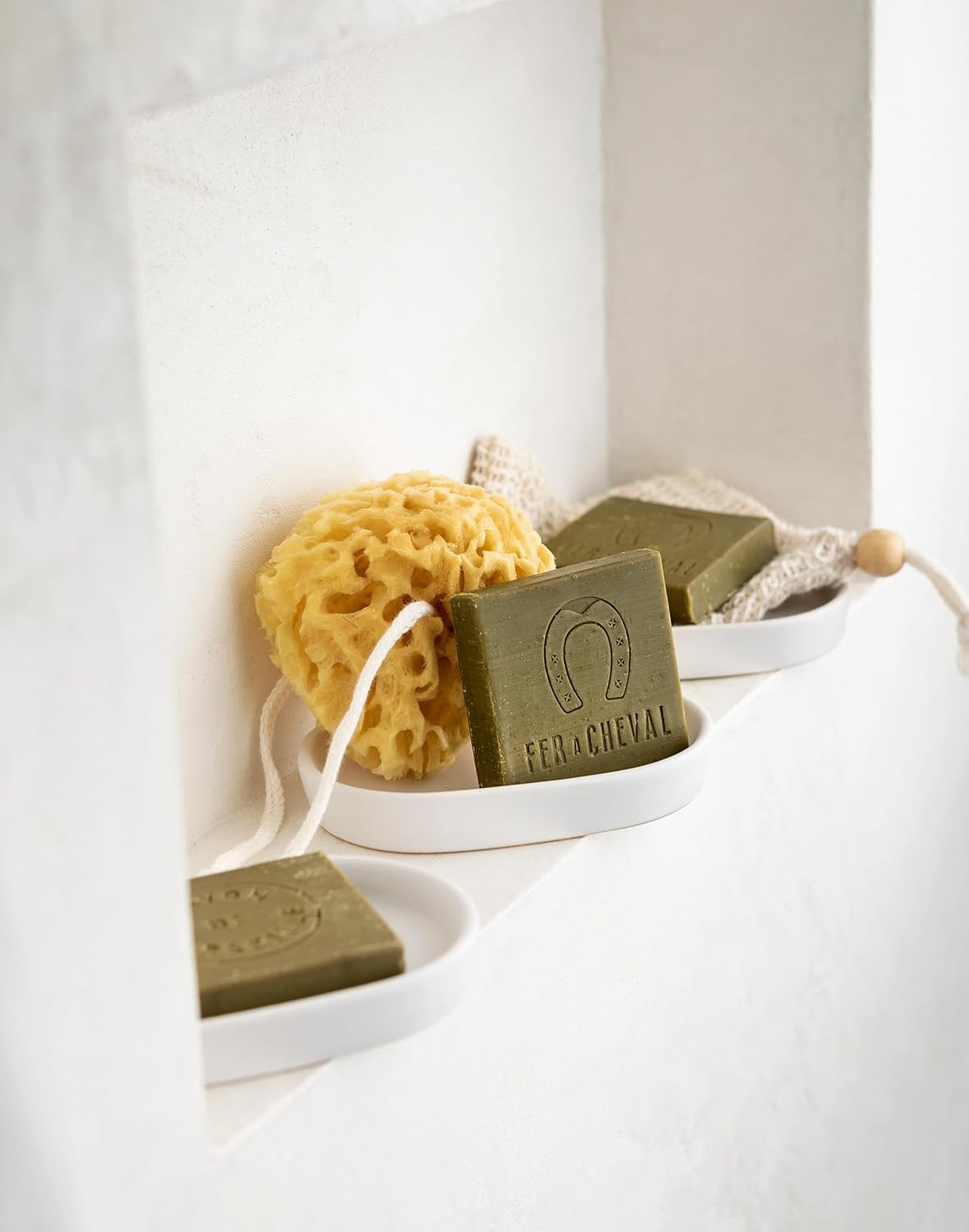 Fer à Cheval Pure Olive Savon De Marseille Soap Bar Sliced Cubes, Natural French Olive Oil Soap Bar Slices, Multi-Purpose Marseille Soap, 4x65 g/2.29 oz | 2 Pack