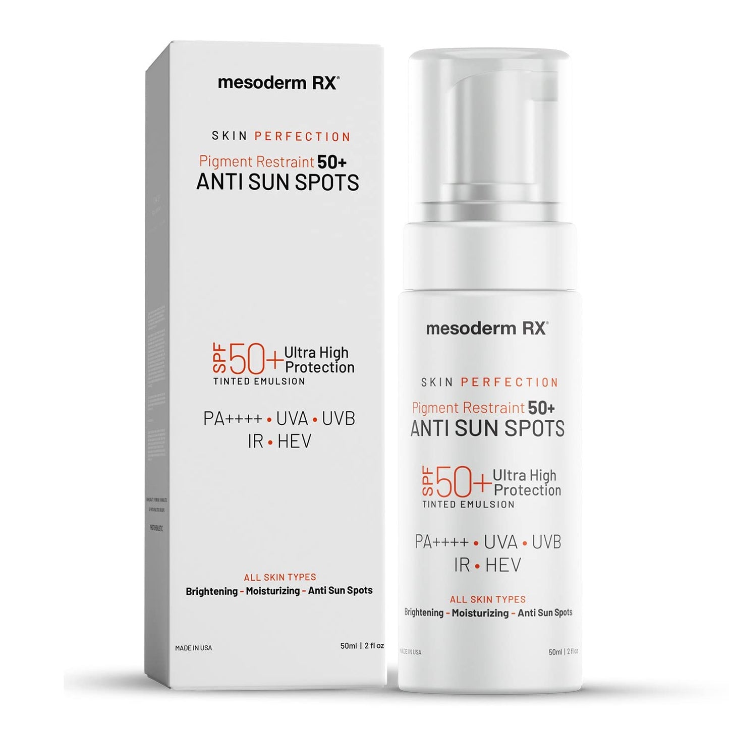 Mesoderm RX Pigment Restraint Anti Sun Spots Ultra High Protection Pigment Control-Protects Skin against Blue Light UVB, UVA, HEV, IR-Facial Sunblock, 50ml